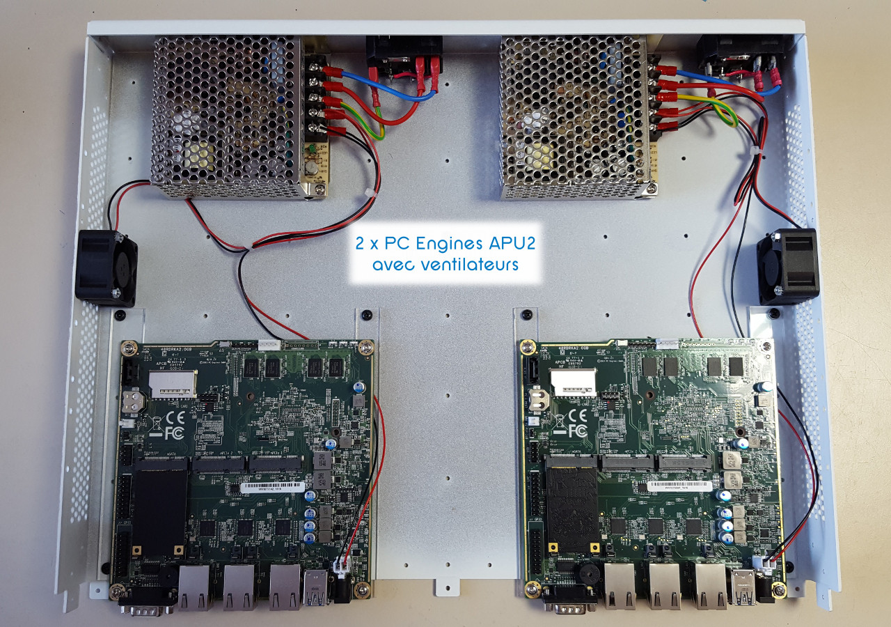 RackMatrix avec deux cartes mère APU2 de PC Engines