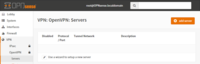 page des serveurs OpenVPN sur OPNsense