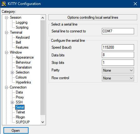 kitty serial config